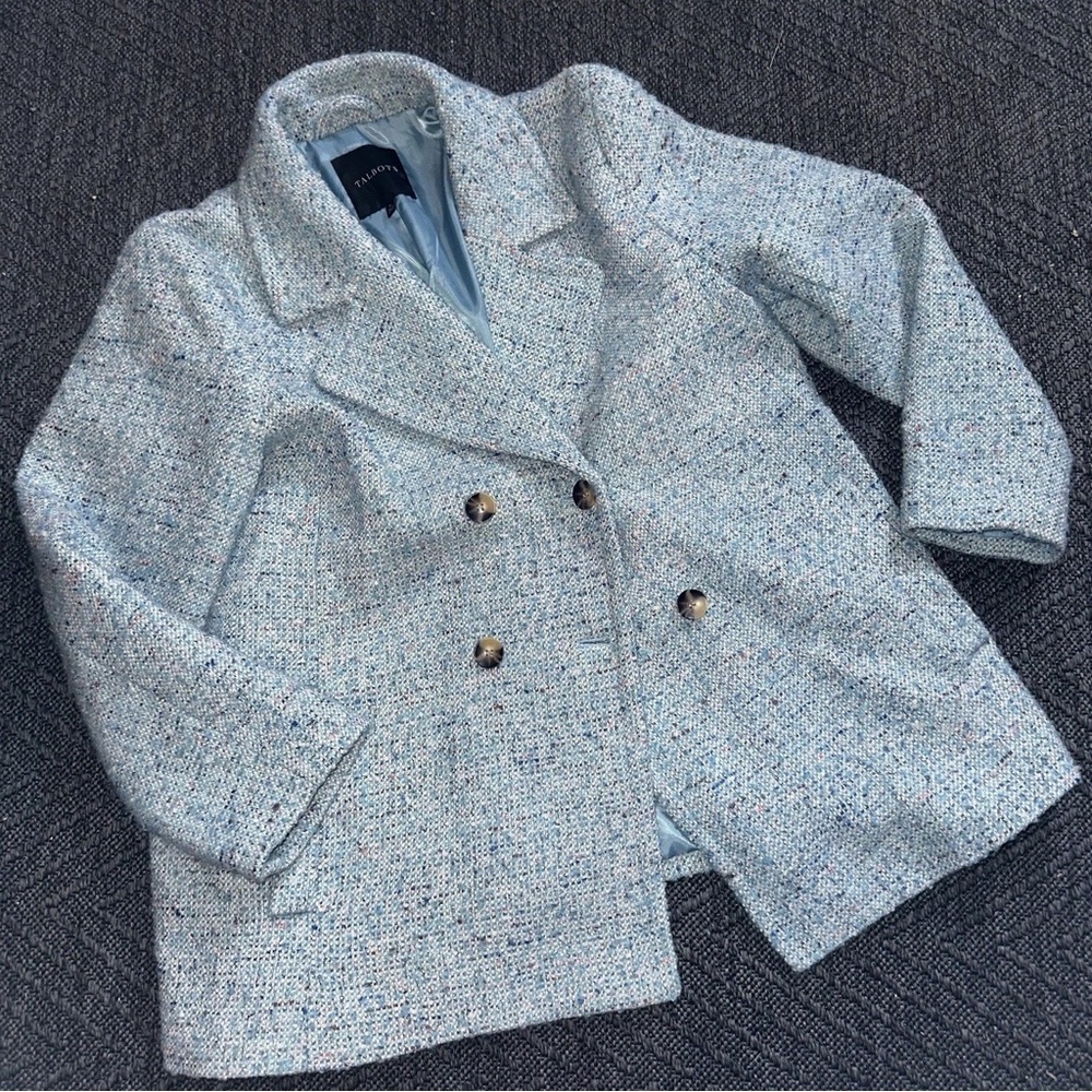 Talbots Light Blue Tweed Blazer Size XL